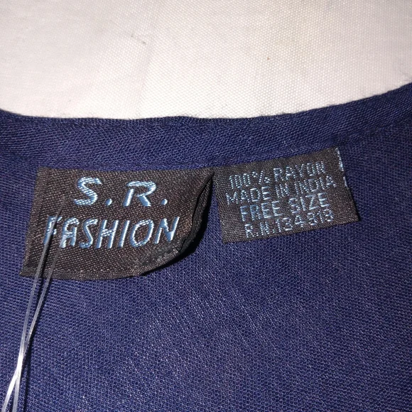 Nwt S R Fashion Navy Floral Embroidered Boho Cotton Dress Free Size - Picture 5 of 8